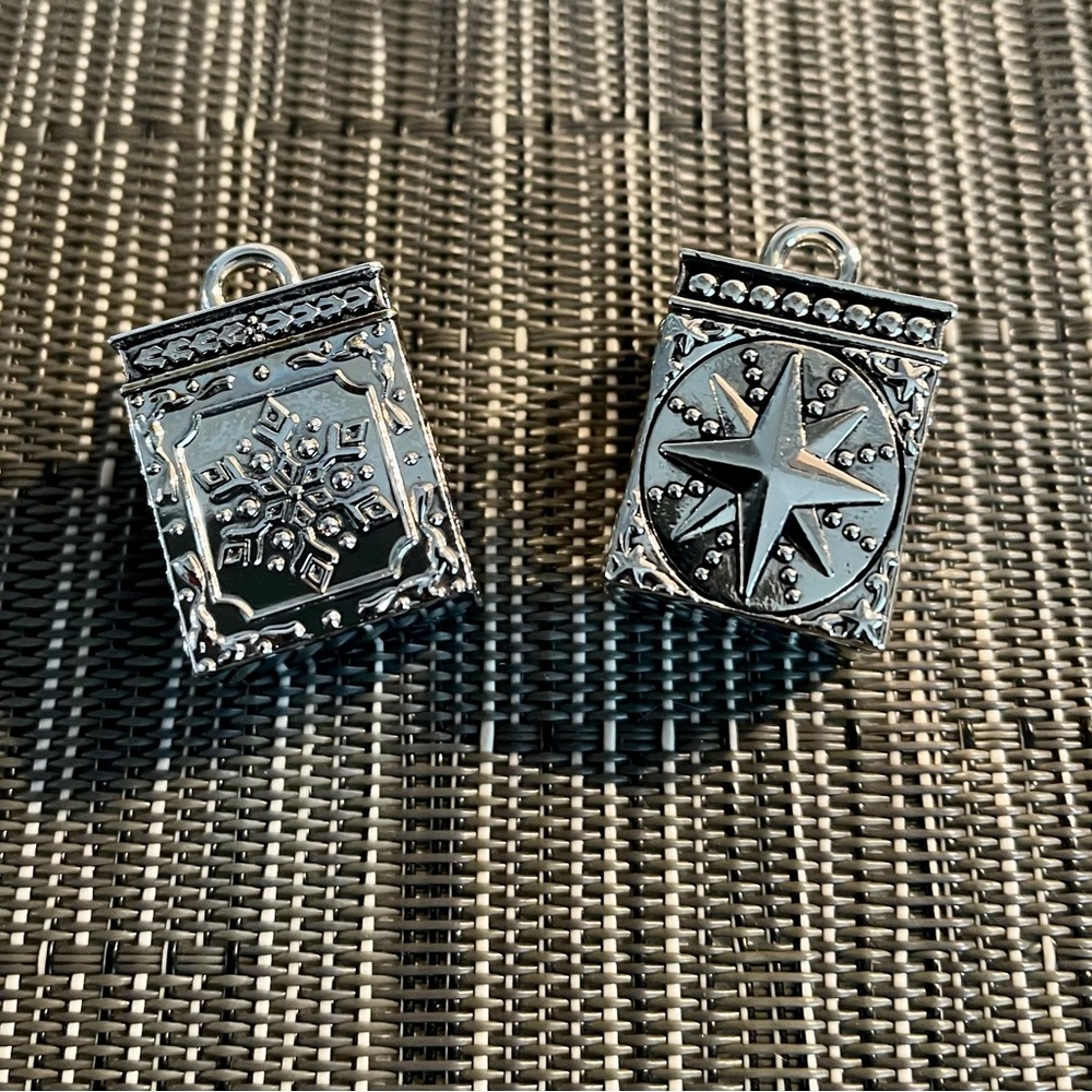 Two silver boxes necklace charms